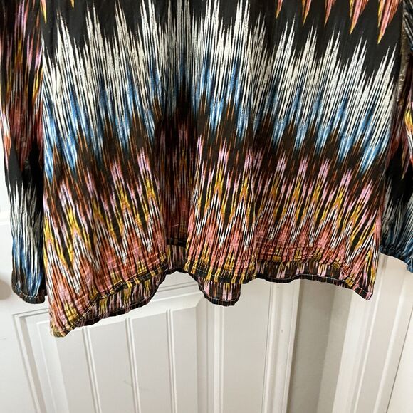 New Direction Multicolor Striped Crochet Neck Sleeves Boho Hippie Top Womens 1X - Picture 3 of 9